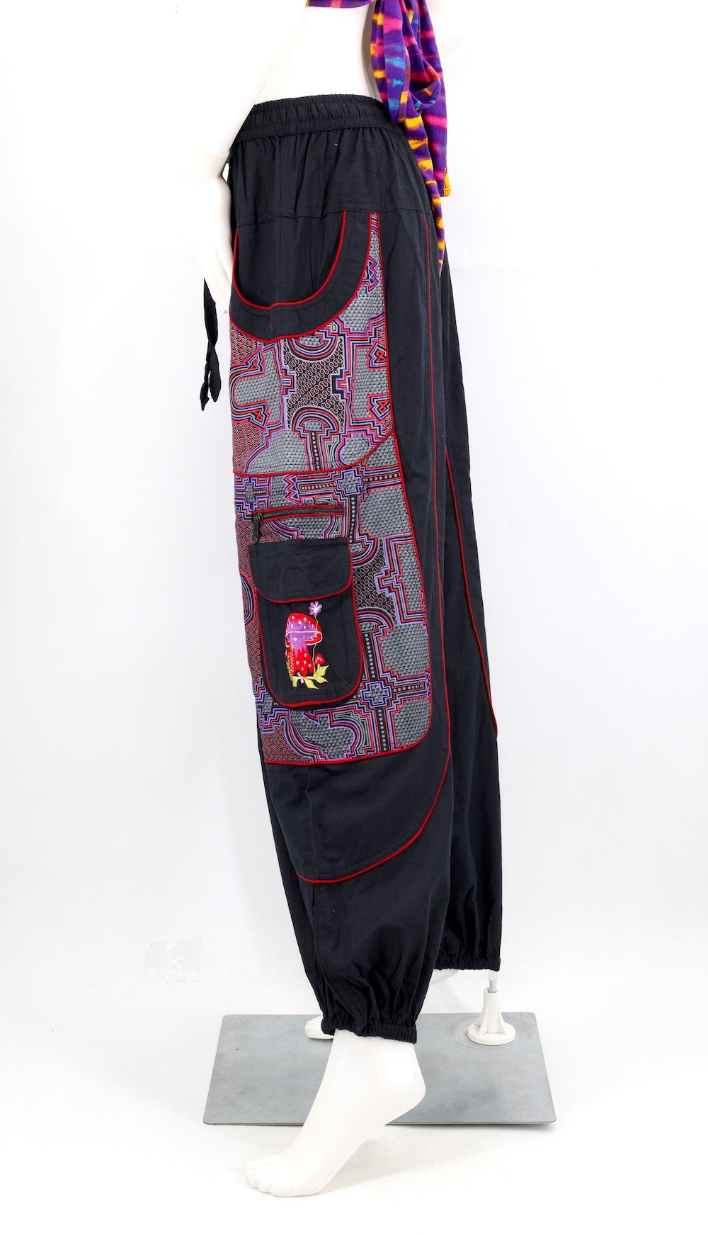 Geometric Mushroom Pants - BLK/PURP