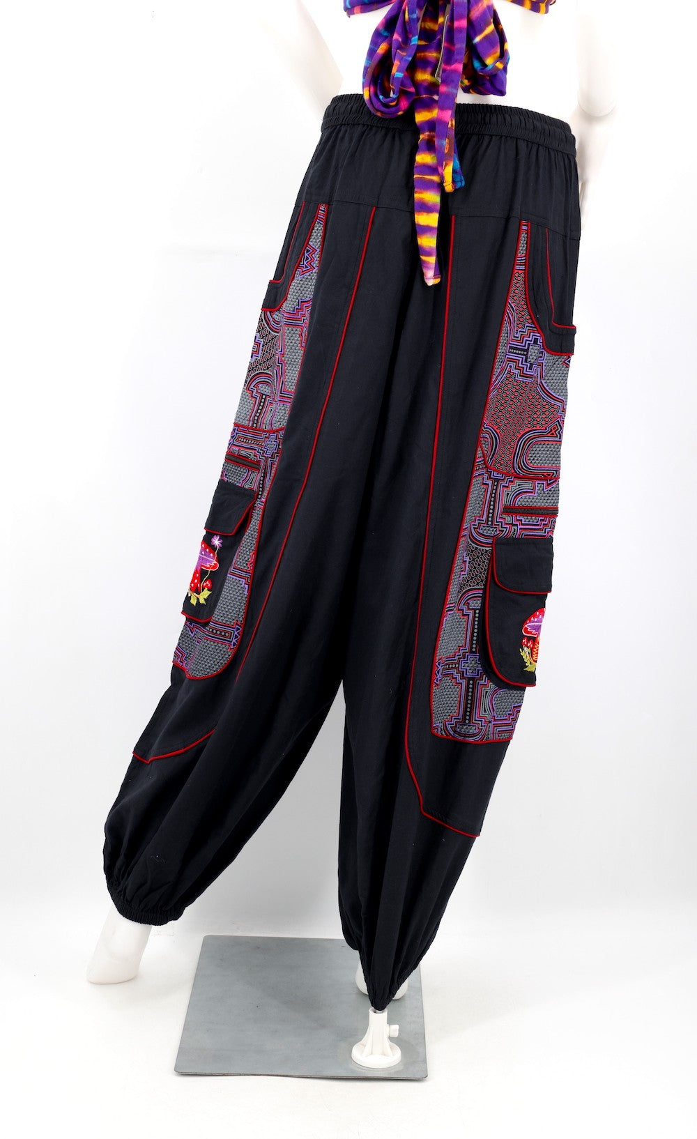 Geometric Mushroom Pants - BLK/PURP