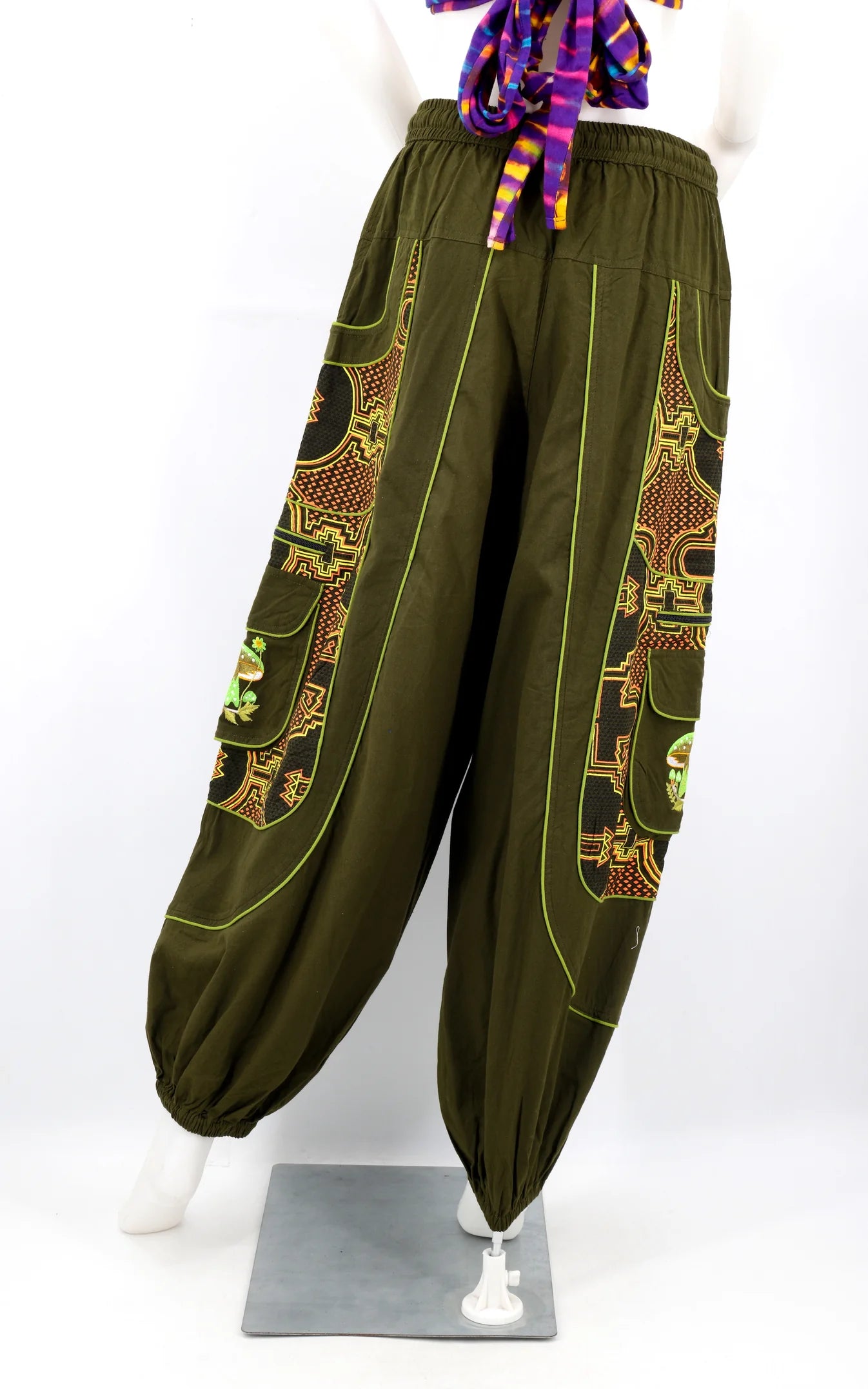 Geometric Mushroom Pants - GRN