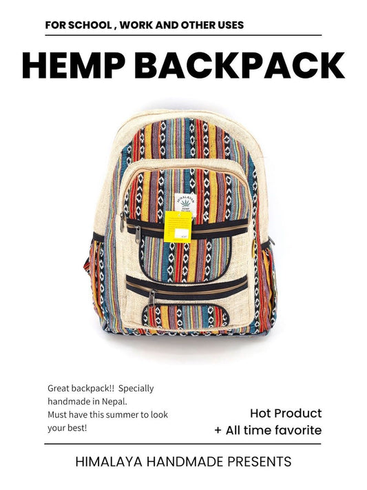 Hemp Backpack - 4-Pocket