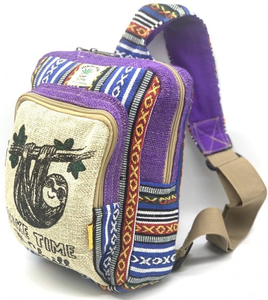 Himalaya Handmade Hemp Sling Backpack - Sloth