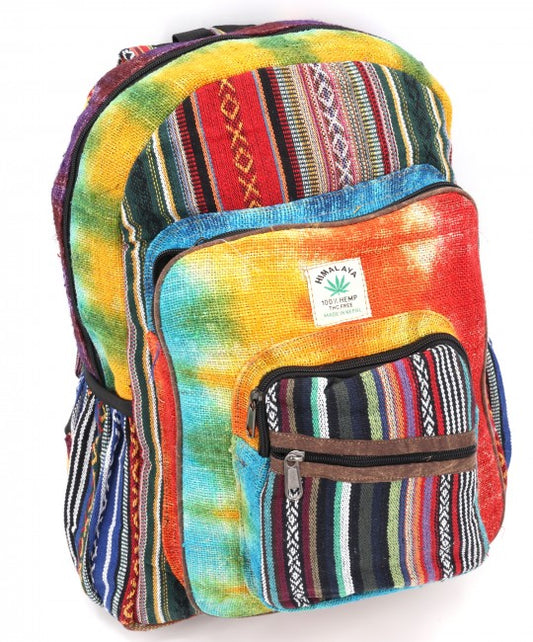 Large Hemp Backpack - Slant Pocket by Himalaya Handmade