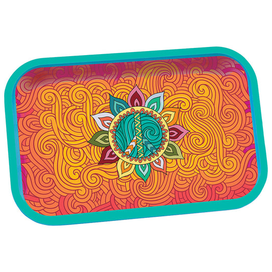 Fujima Metal Rolling Tray - Peace Flower