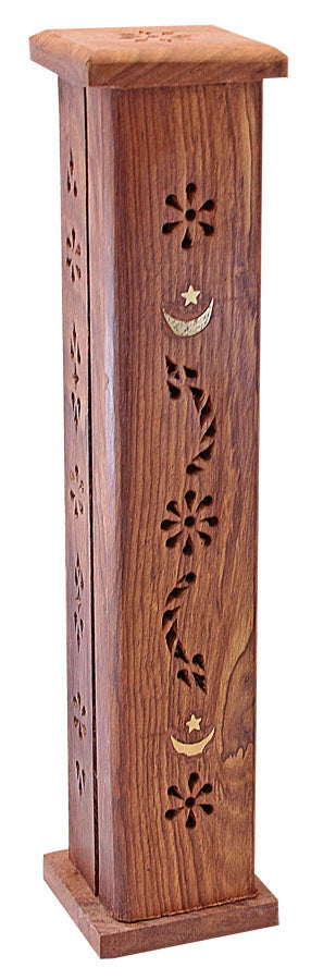 Moon & Star Wood Tower Incense Burner