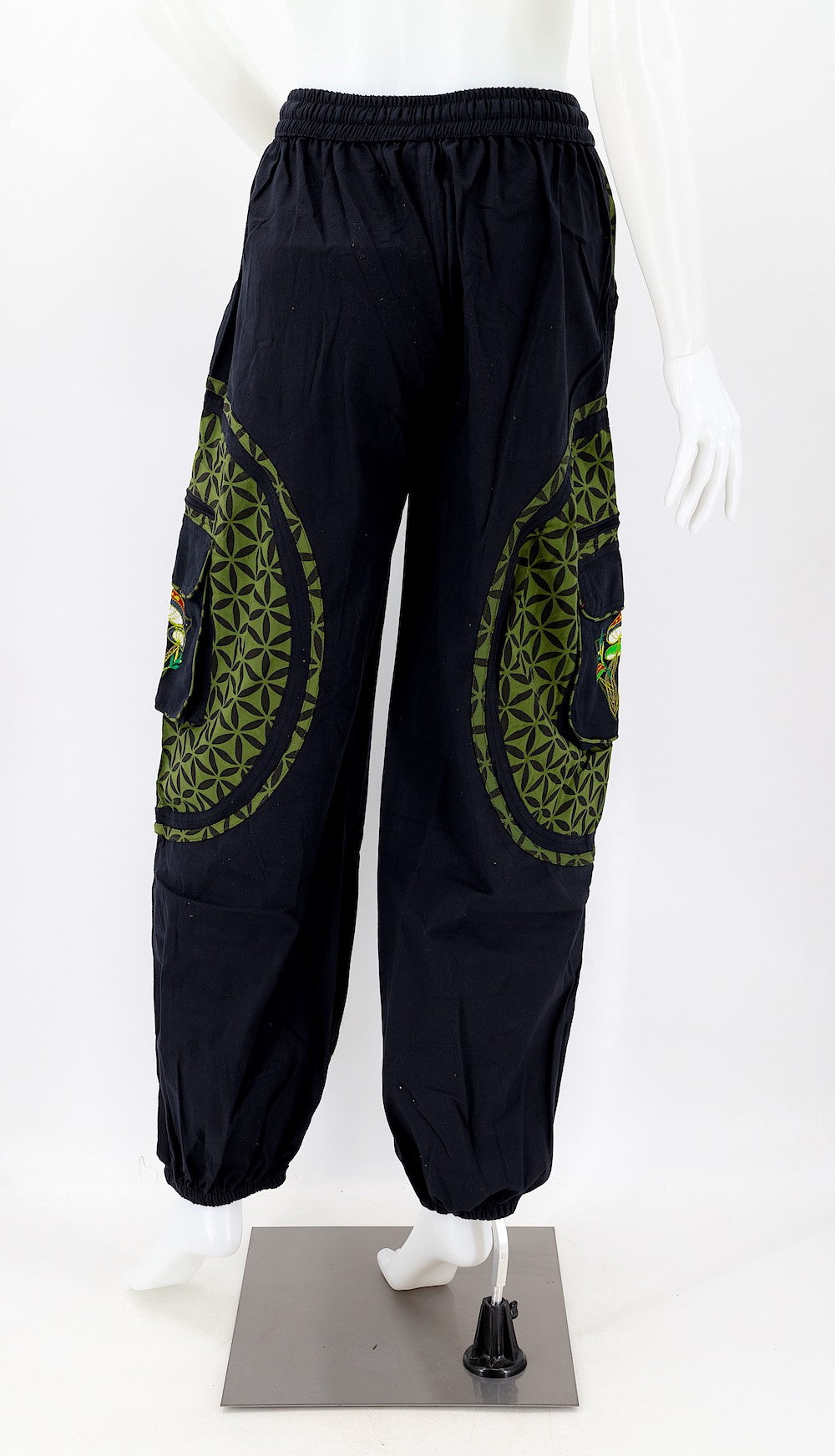 Mushroom Flower of Life Pants Black w/ Green