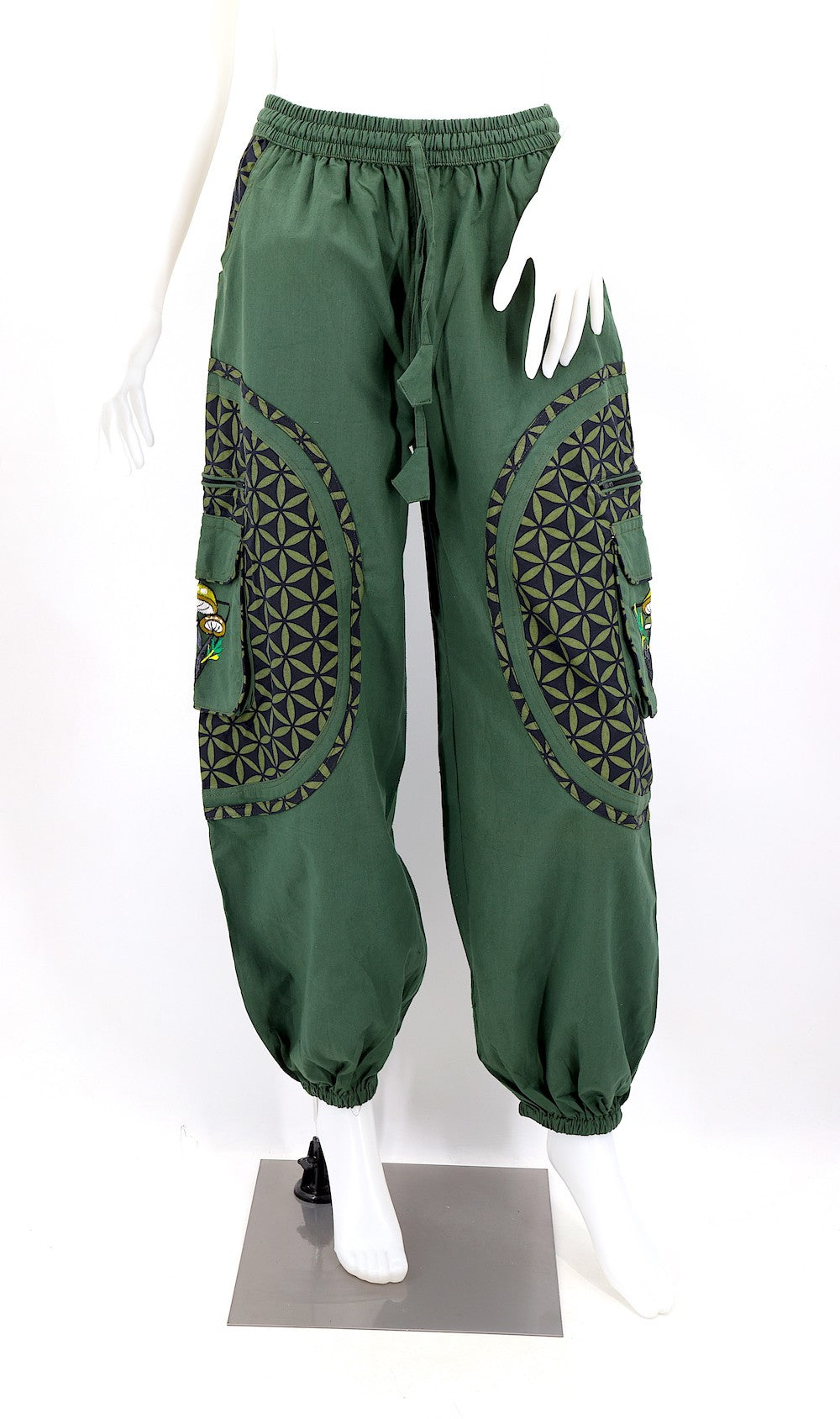 Mushroom Flower of Life Pants Green w/ Green