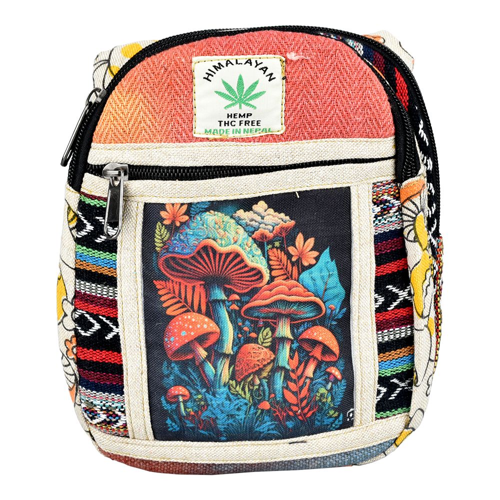 Himalaya Handmade Hemp Sling Bag - Mushroom Garden