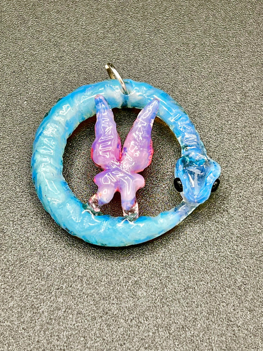 Gilyum Glass x CraftedByFey Collab Ouroboros Fairy Wing Pendant