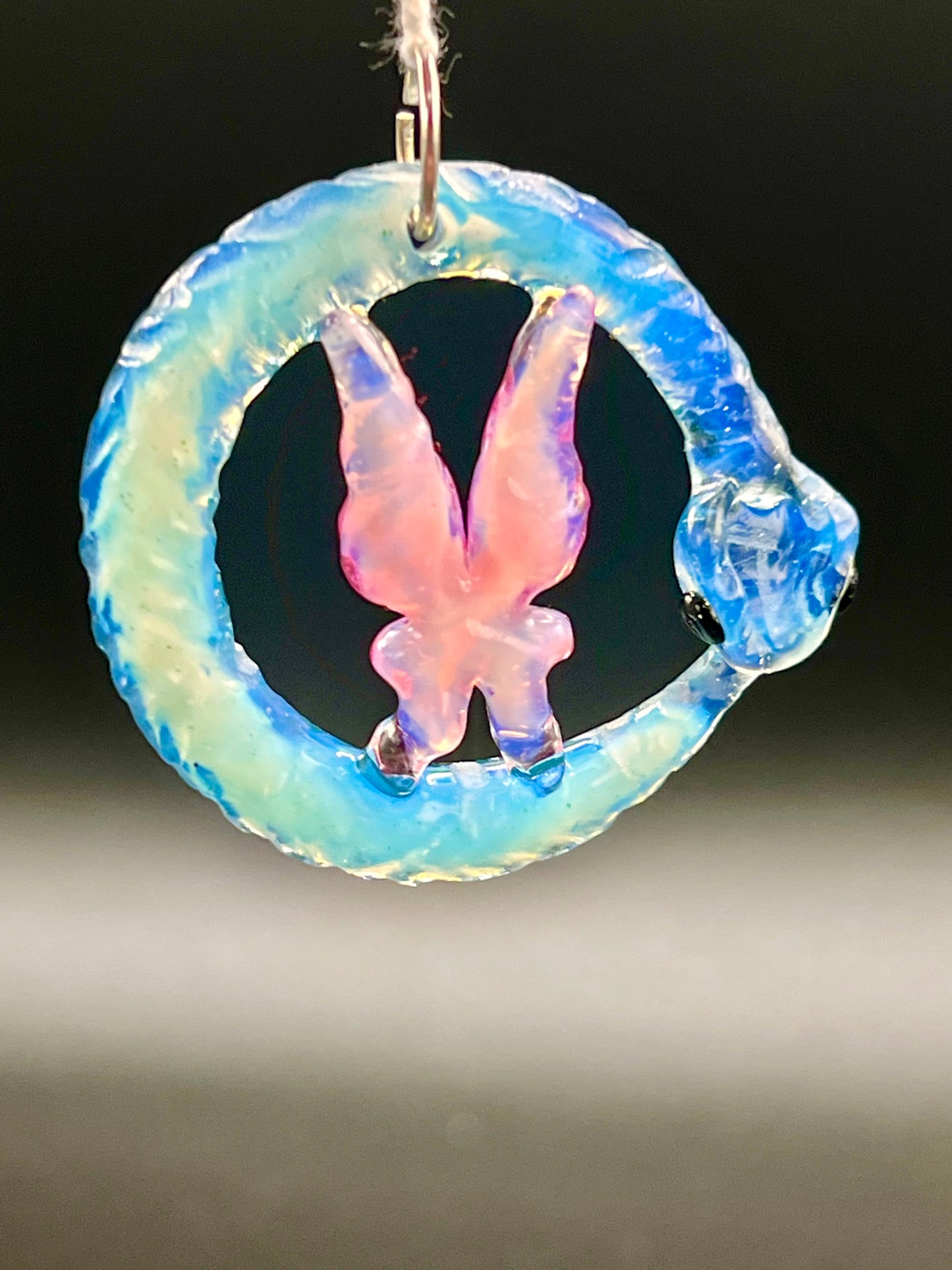 Gilyum Glass x CraftedByFey Collab Ouroboros Fairy Wing Pendant