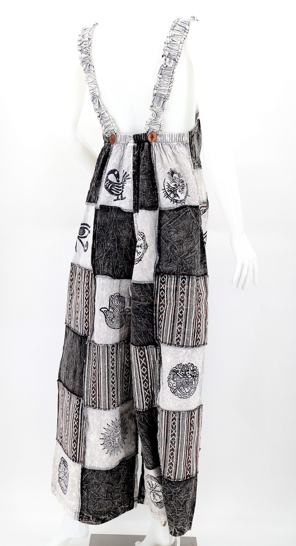 Patchwork Overalls Black/Grey by Himalaya Handmade