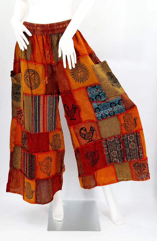 Patchwork Pants - Brown