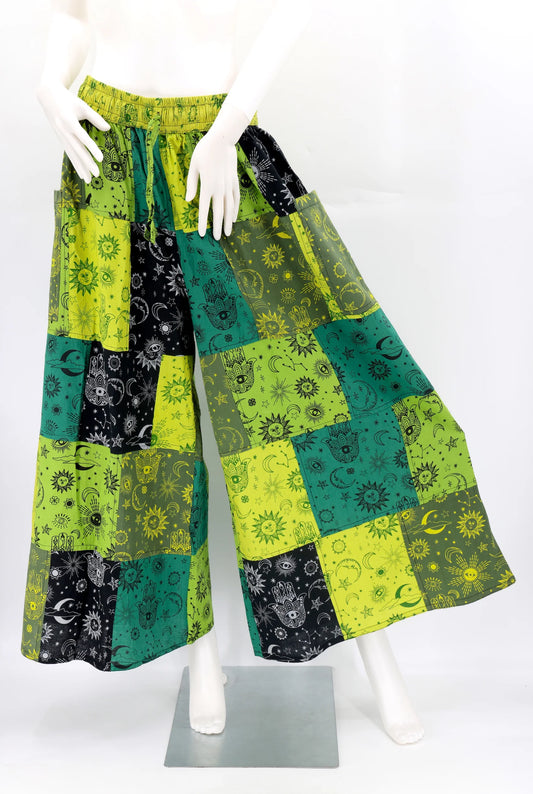 Patchwork Pants - Green Celestial