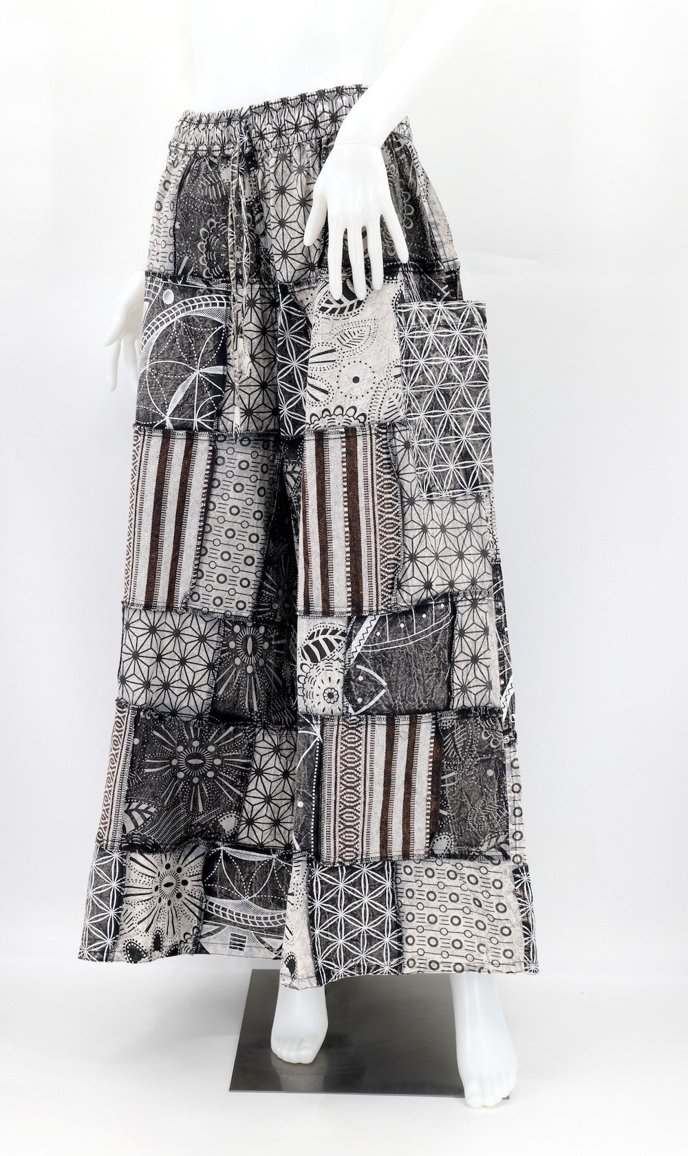 Patchwork Pants - Black/White Geometric
