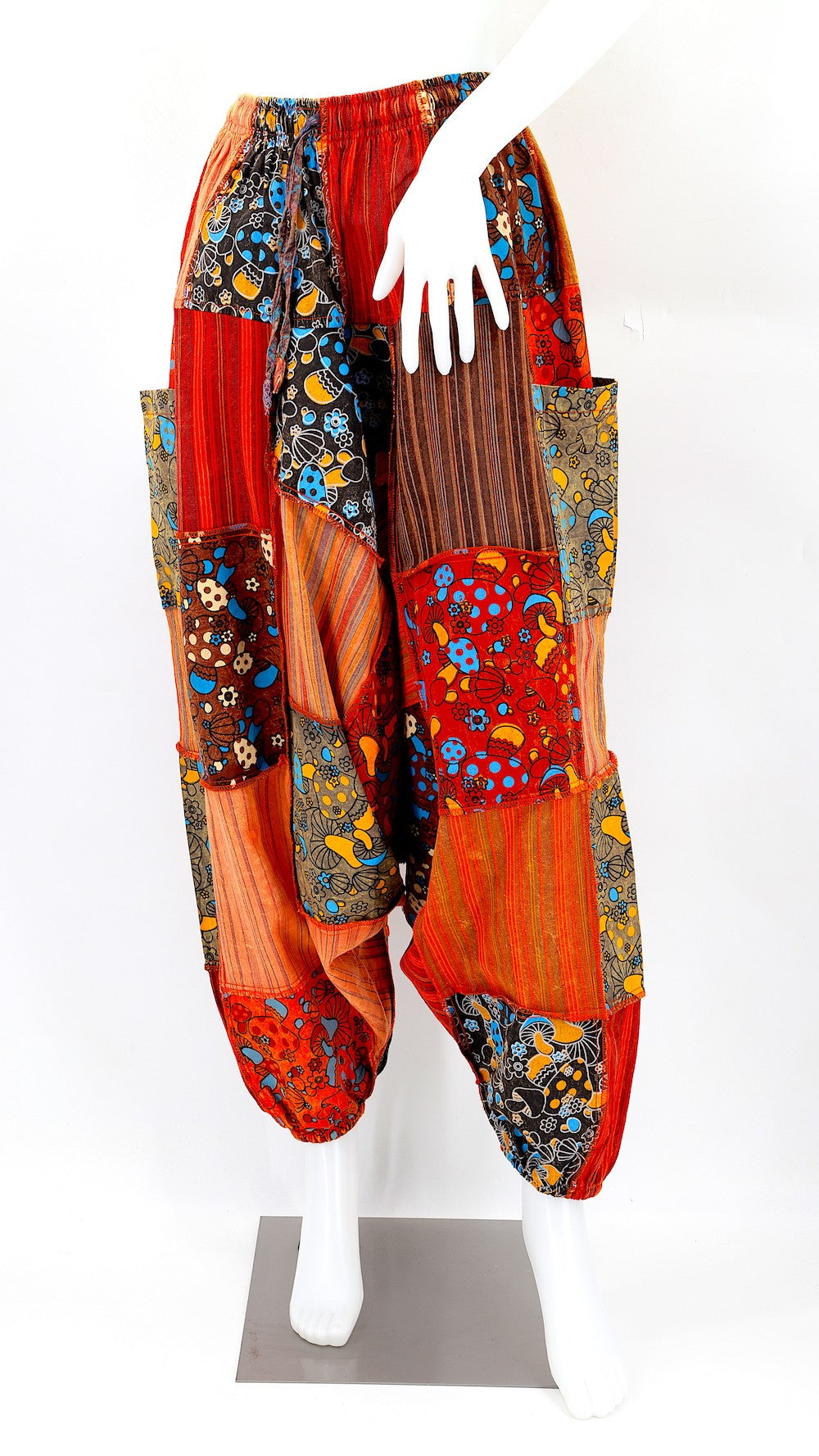 Patchwork Pants w/ Elastic Cuffs - Orange