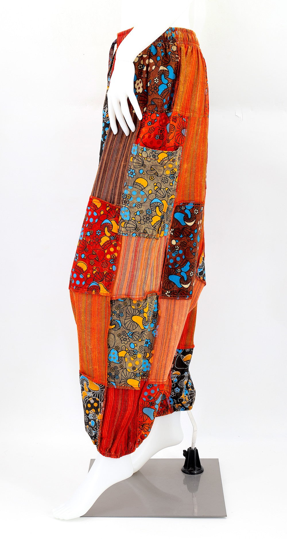 Patchwork Pants w/ Elastic Cuffs - Orange