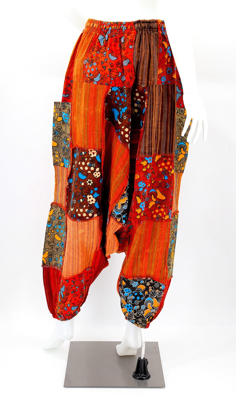 Patchwork Pants w/ Elastic Cuffs - Orange