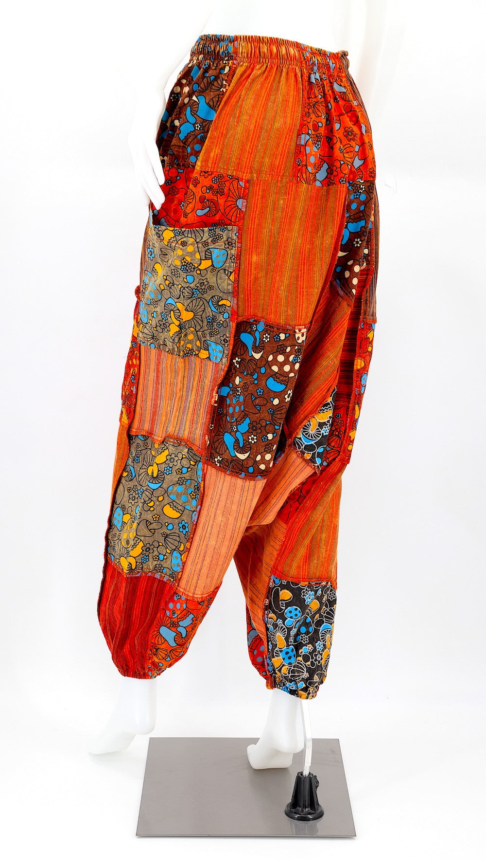 Patchwork Pants w/ Elastic Cuffs - Orange