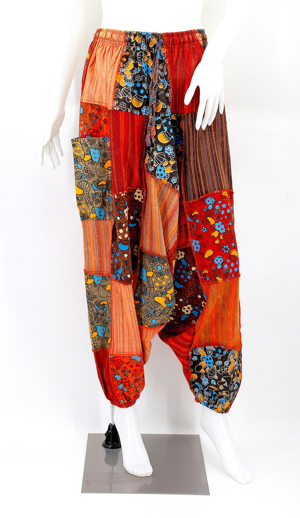 Patchwork Pants w/ Elastic Cuffs - Orange