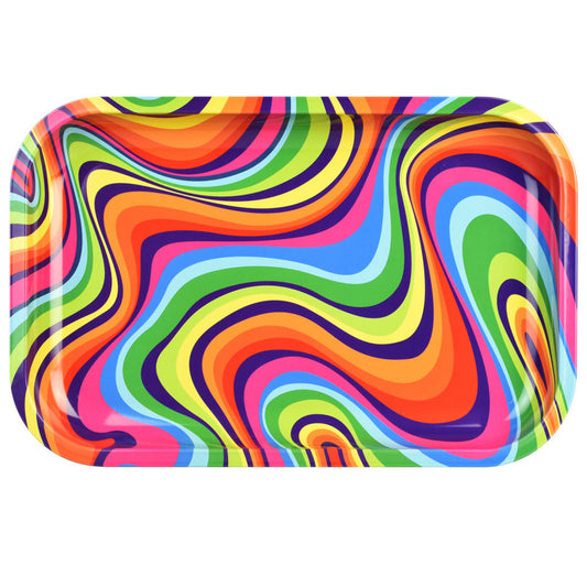 Rainbow Swirl Metal Rolling Tray