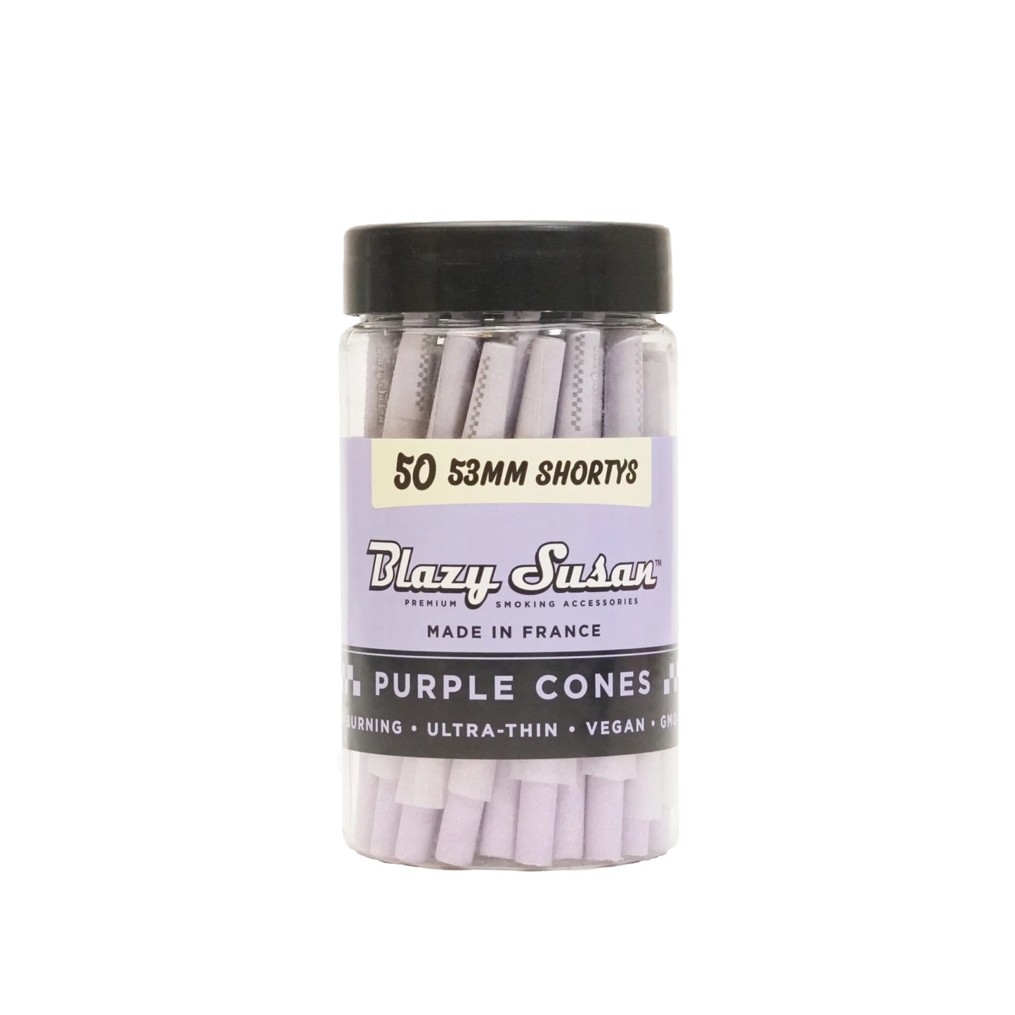 Blazy Susan Purple Shorty Cones 50 Count Jar