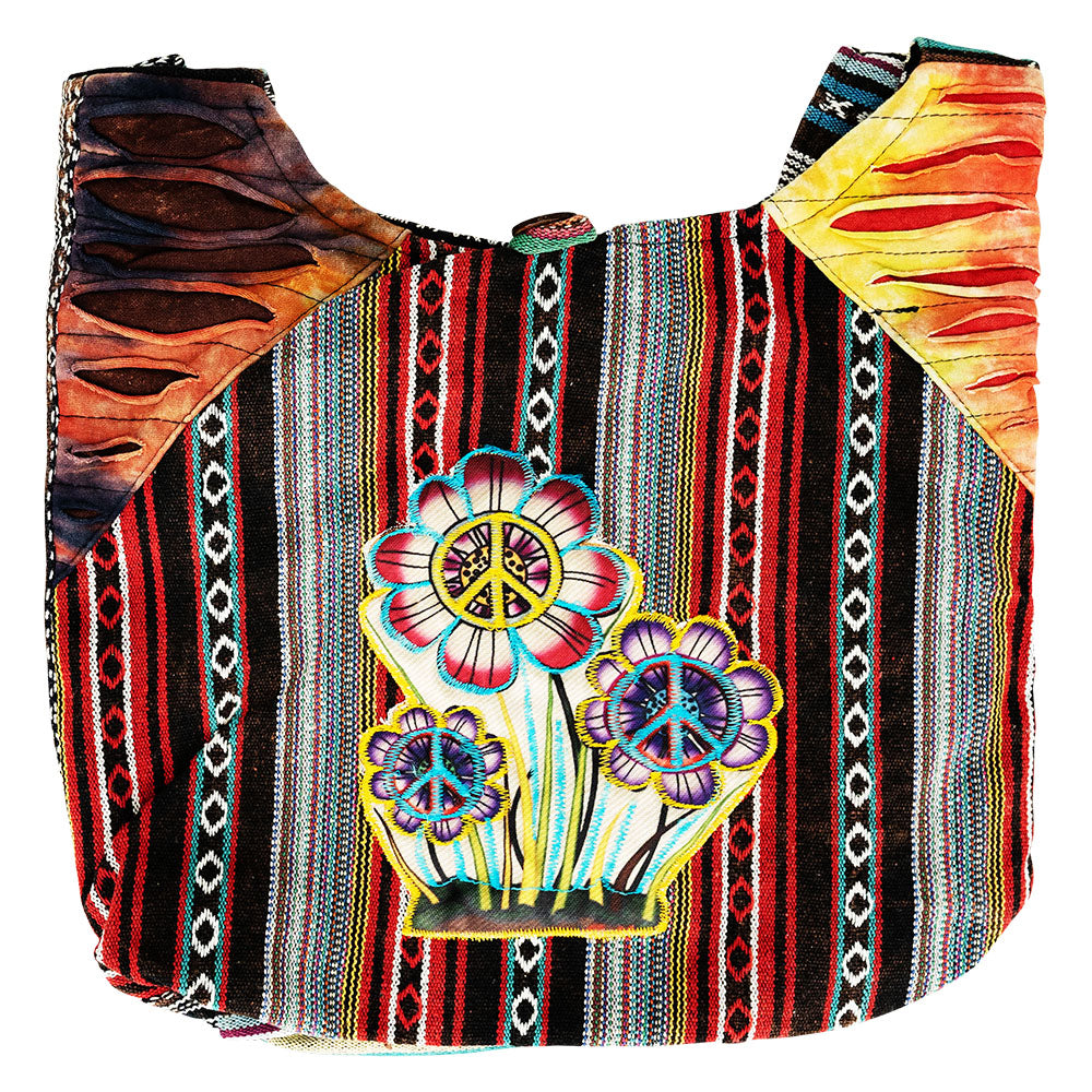 ThreadHeads Tie Dye Peace Sign Flower Sling Bag