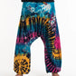 Tie Dye Cotton Harem Pants - Blue/Yellow
