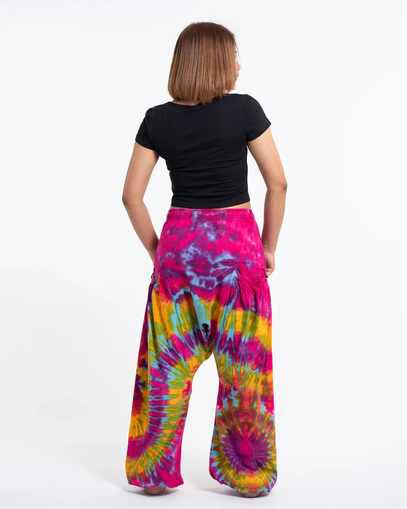 Tie Dye Cotton Harem Pants - Pink