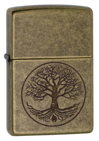 Zippo Lighter - Lustre Tree of Life - Antique Brass