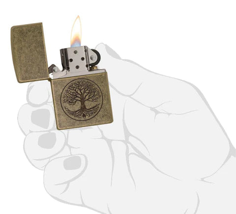 Zippo Lighter - Lustre Tree of Life - Antique Brass