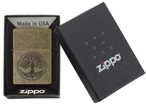 Zippo Lighter - Lustre Tree of Life - Antique Brass