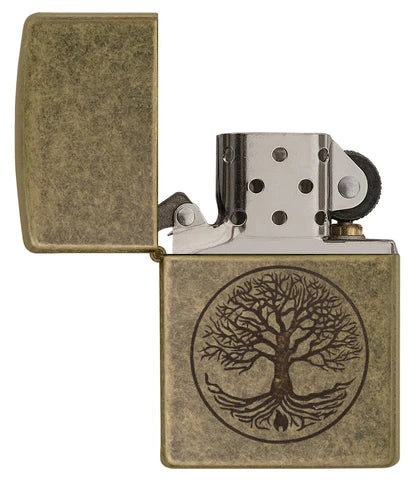 Zippo Lighter - Lustre Tree of Life - Antique Brass