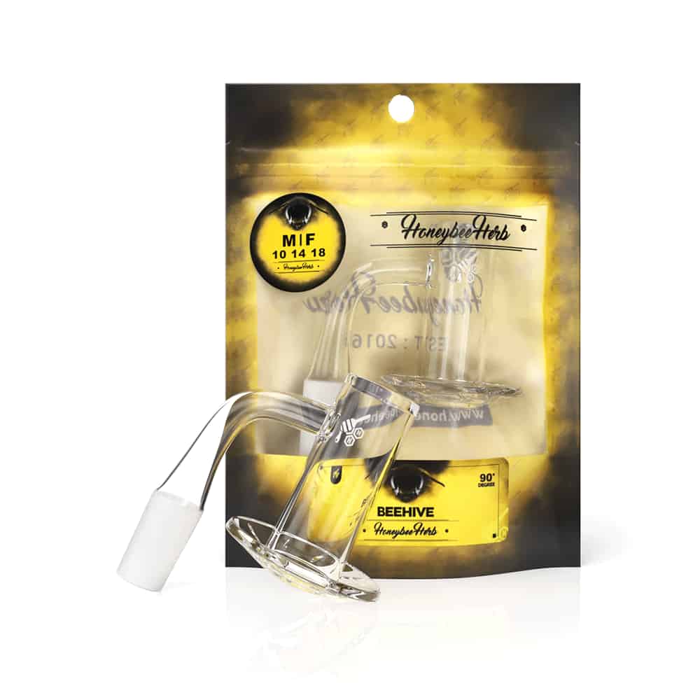 Honeybee Herb Yellow Line Beehive Banger 90 degree 14 mm M