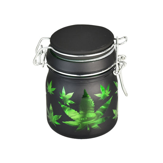 Black w/ Green Leaves Stash Jar