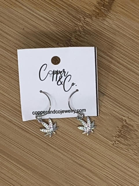 Dainty Leaf Hook Earrings - Stainless by Copper & Co