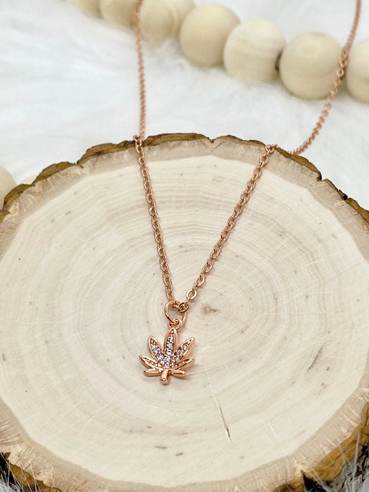 Dainty Leaf Necklace - Rose Gold by Copper & Co