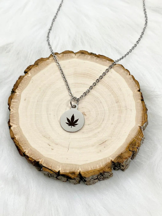 Leaf Disc Necklace - Stainless by Copper & Co