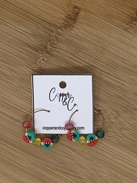 Rasta Beaded Hoop Earrings - Gold by Copper & Co
