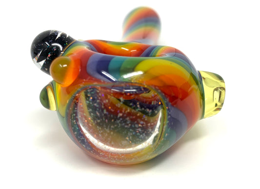 Digitate Glass Large Rainbow Crushed Opal Cap Spoon