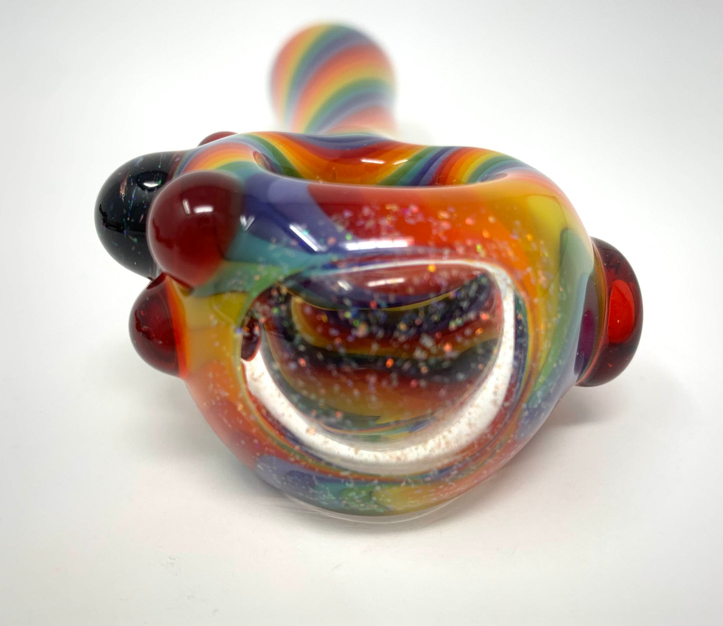 Digitate Glass Large Rainbow Crushed Opal Cap Spoon