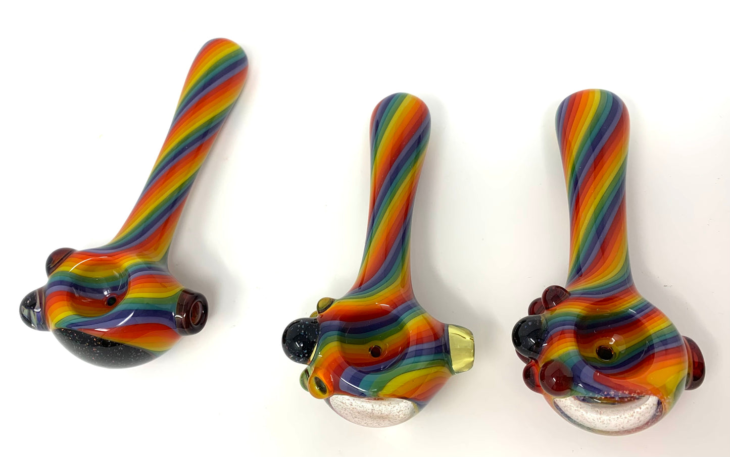 Digitate Glass Large Rainbow Crushed Opal Cap Spoon
