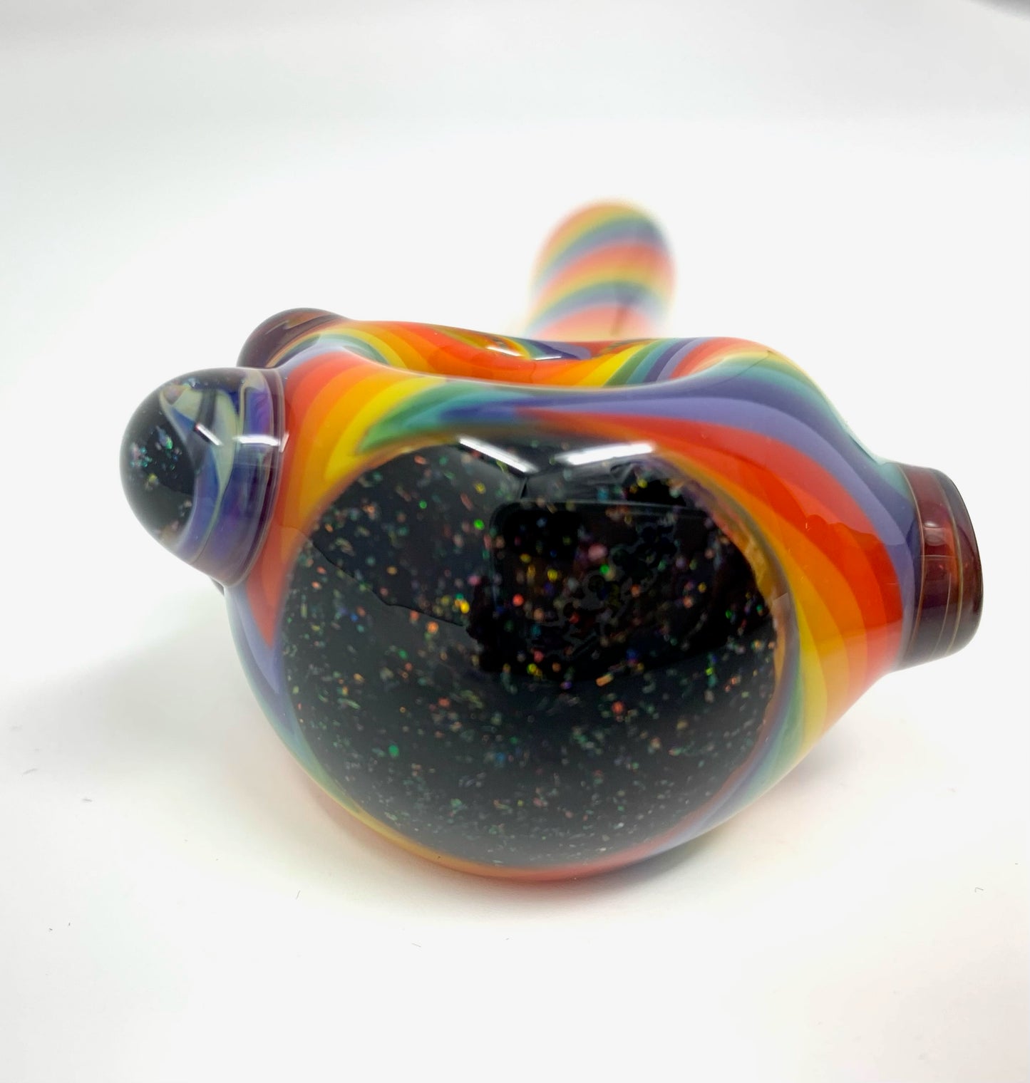 Digitate Glass Large Rainbow Crushed Opal Cap Spoon