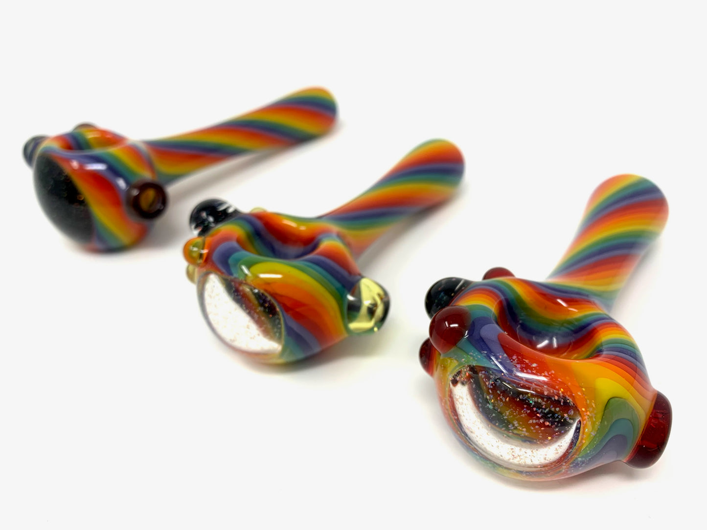 Digitate Glass Large Rainbow Crushed Opal Cap Spoon