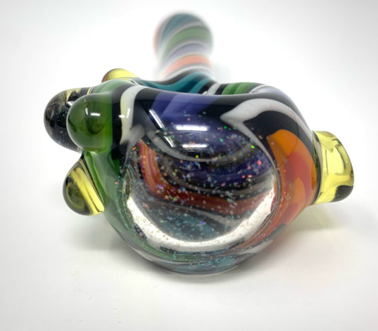 Digitate Glass Large Multicolor Mixed Crushed Opal Cap Spoon