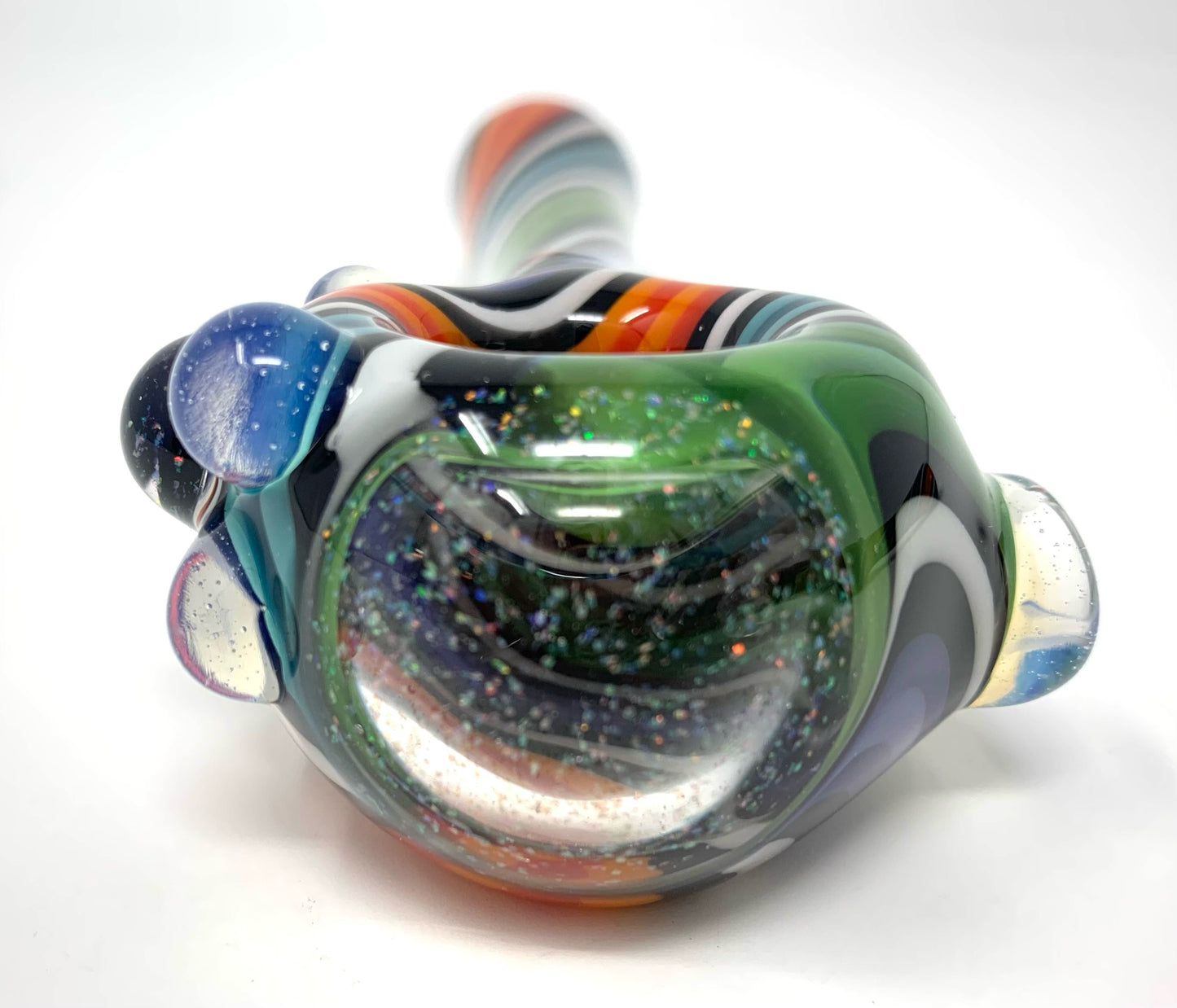 Digitate Glass Large Multicolor Mixed Crushed Opal Cap Spoon