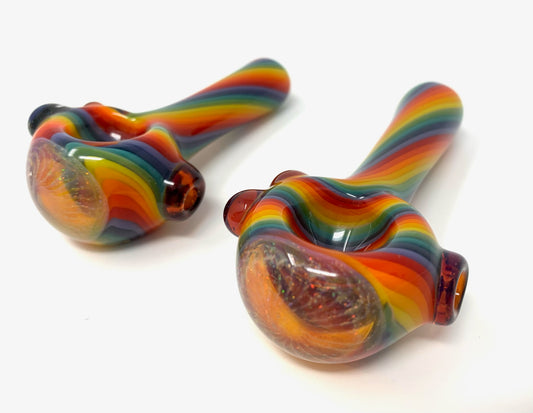 Digitate Glass Small Rainbow Crushed Opal Cap Spoon