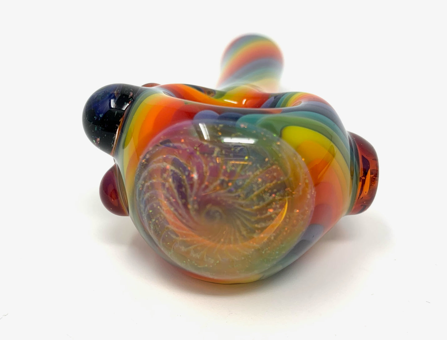 Digitate Glass Small Rainbow Crushed Opal Cap Spoon