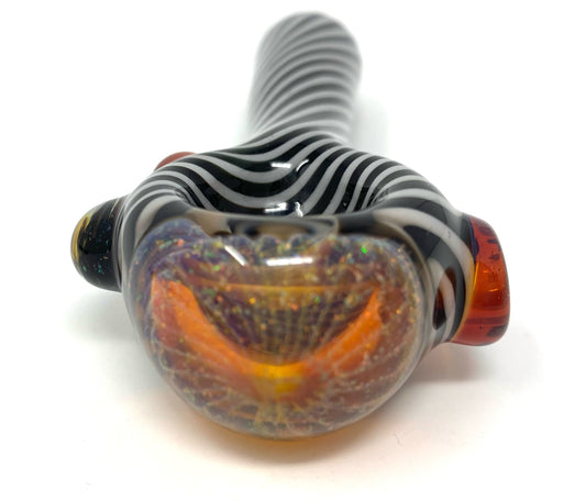 Digitate Glass Small Black & White Crushed Opal Cap Spoon