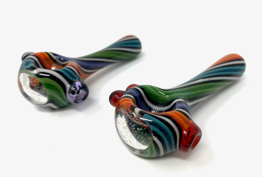 Digitate Glass Small Multicolor Mixed Crushed Opal Cap Spoon