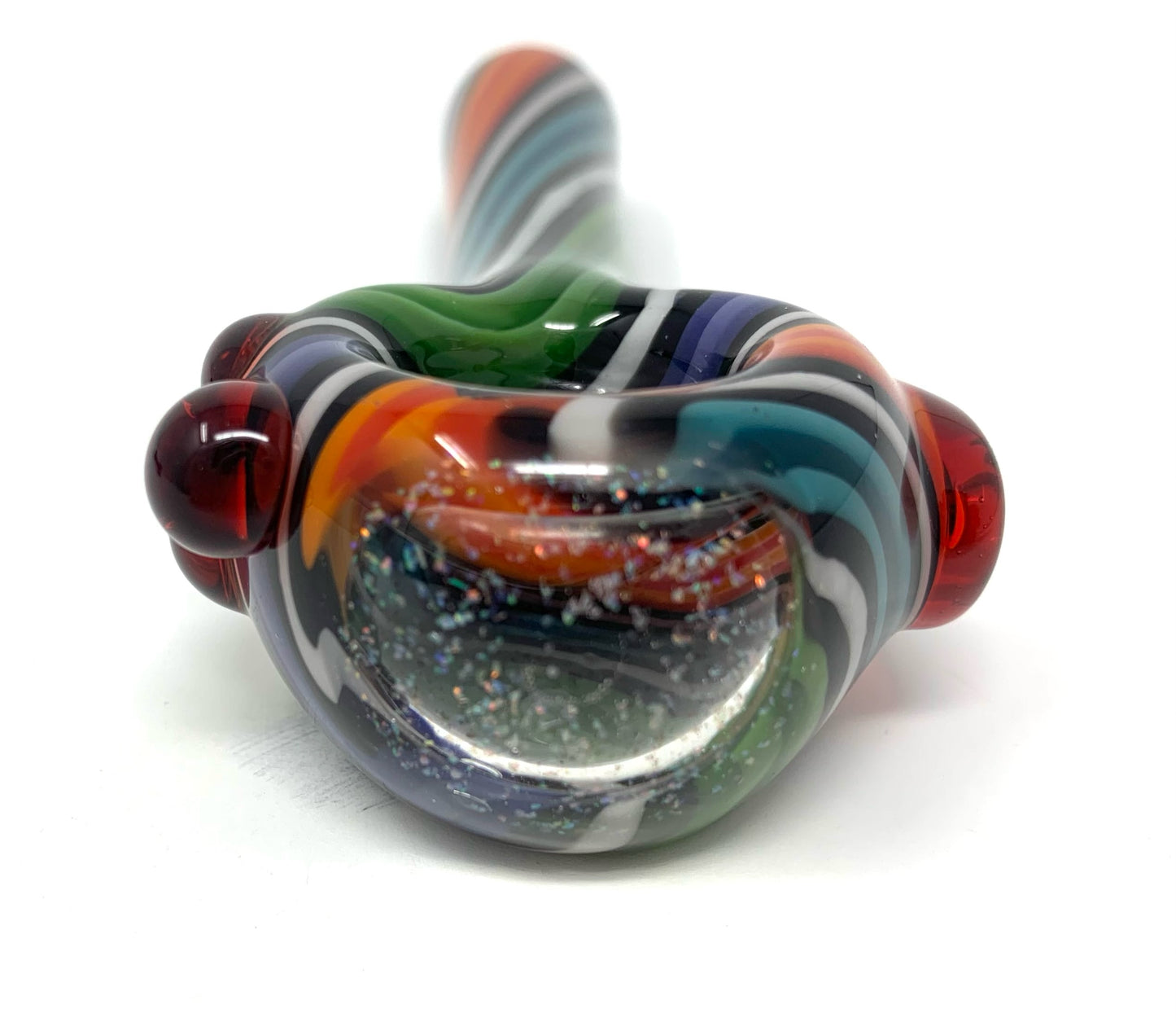 Digitate Glass Small Multicolor Mixed Crushed Opal Cap Spoon