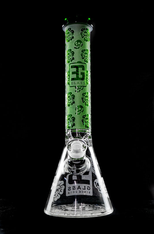 EG Glass Skull Beaker - Green